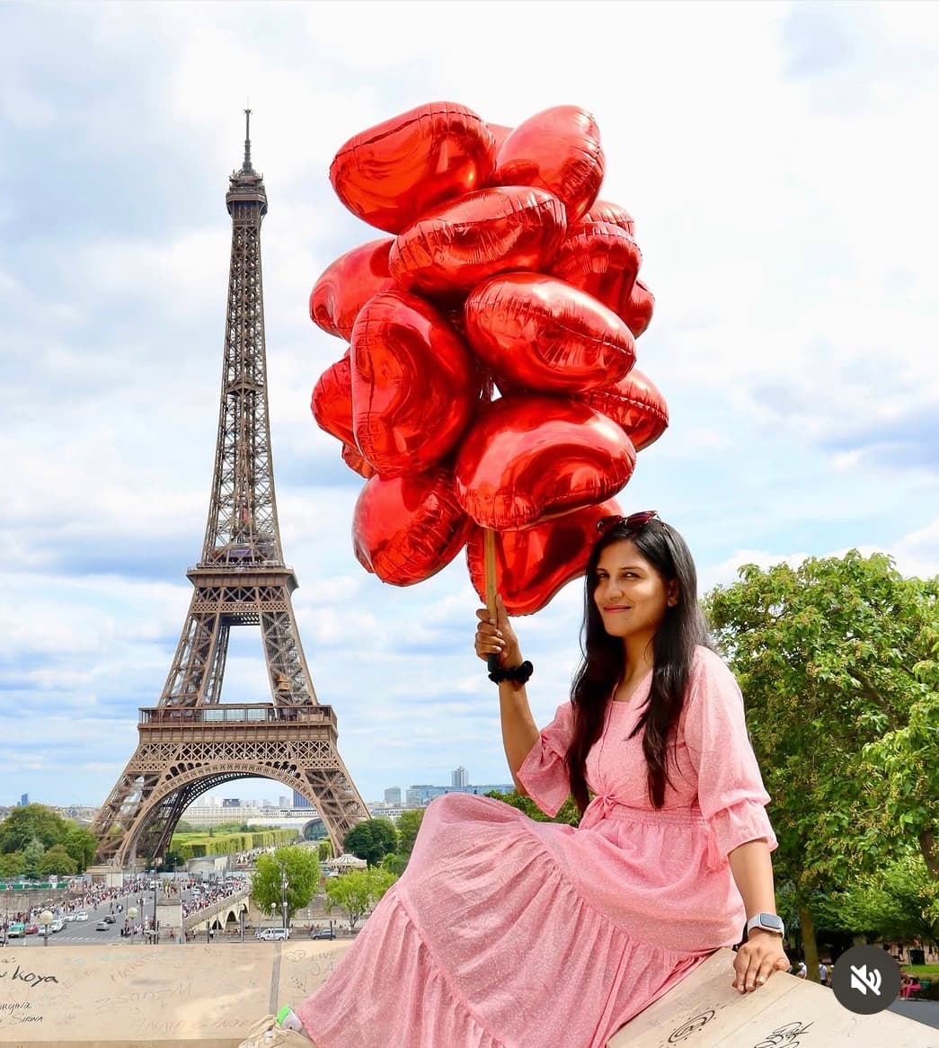 Prerna Agarwal, founder of Nomira, at the Eiffel Tower in Paris